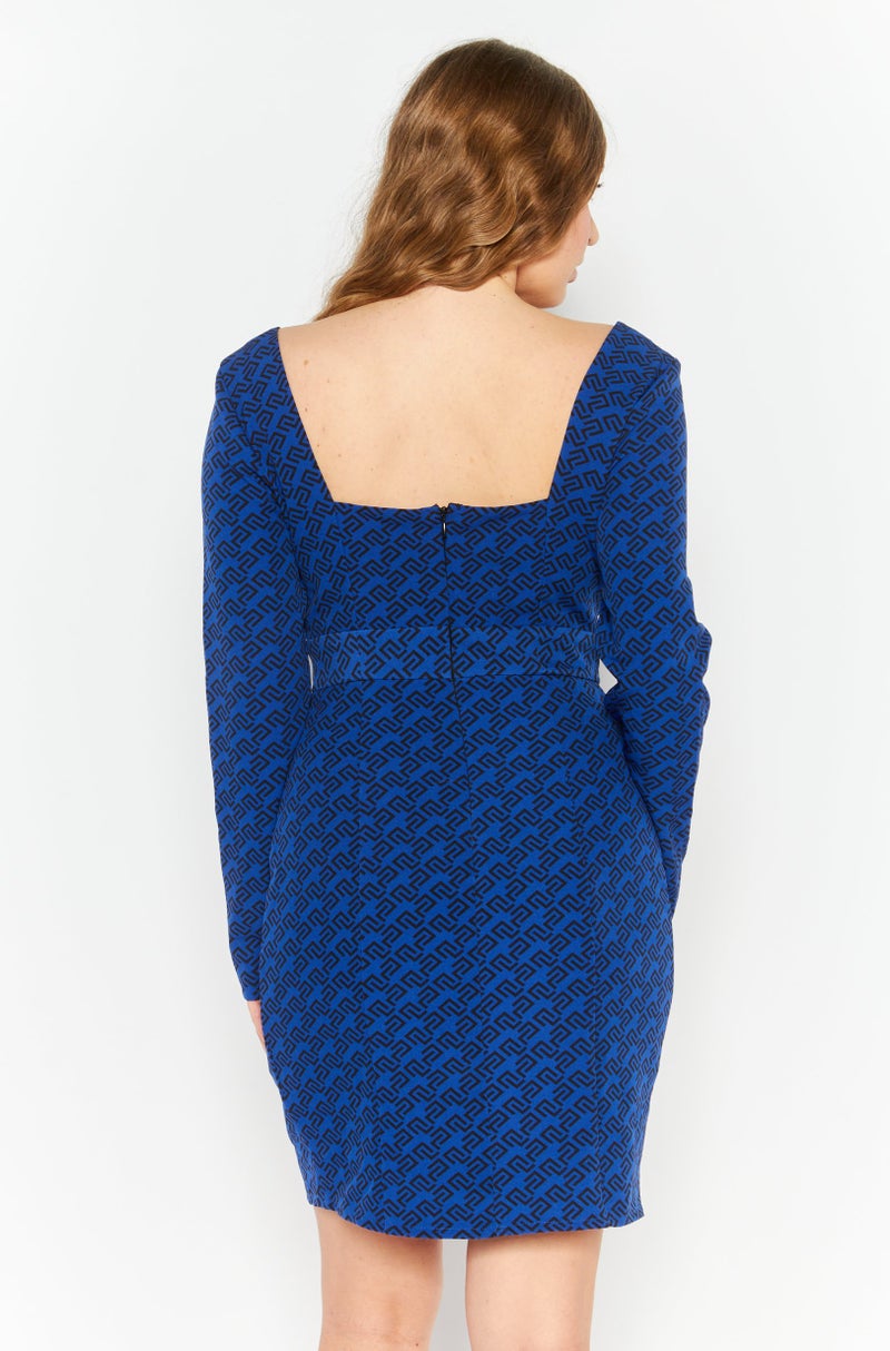 Mohito Women Geometric Print Mini Casual Dress, Blue - Image 2