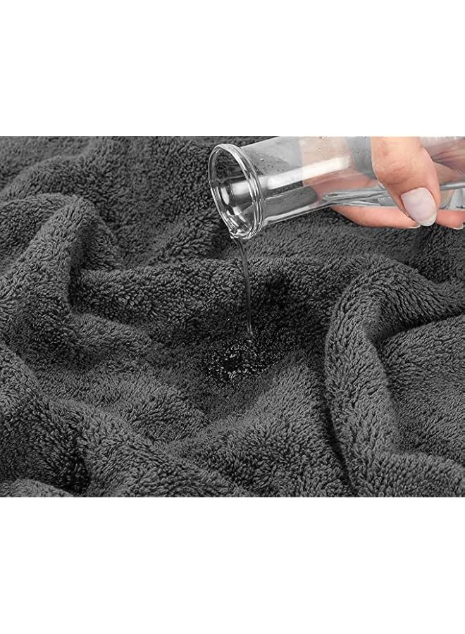 The Bros طقم مناشف 6 قطع 100% قطن تركي أصلي فائق النعومة وامتصاص جودة فندقية فاخرة 600 GSM مناشف حمام قطنية، 2 منشفة استحمام، 2 منشفة يد، 2 قطعة قماش للغسيل، رمادي داكن - Image 5