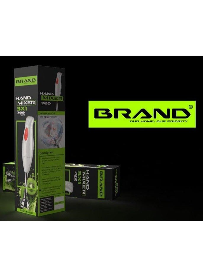 BRANDY Brandy 3 in 1 700W Hand Blender with Stainless Steel Shatterproof Cup  - Image 1