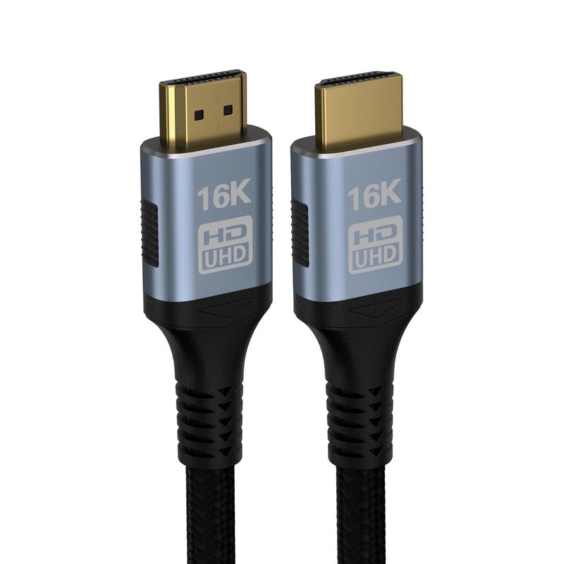كابل HDMI 2.2 بطول 6.6 أقدام/2 متر بدقة 16K و8K وسرعة 96 جيجابت في الثانية، كابل ألعاب فائق السرعة يدعم 4K@480Hz و8K@240Hz، HDCP 2.2 و2.3، HDR ديناميكي، eARC، DTS:X، متوافق مع الكمبيوتر/شاشة/تلفزيون/HDTV/PS5/بلو راي - Image 1