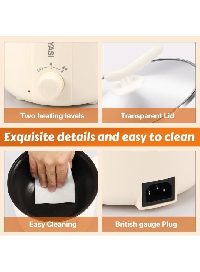 كيلا قدر كهربائي صغير غير لاصق سعة 1.8 لتر، قدر ساخن كهربائي مع جهاز بخار، طباخ نودلز سريع بترسين، قدر صغير محمول مع حماية من الحرارة الزائدة والغليان الجاف للنودلز والمعكرونة والرامين (طبقة مزدوجة) - Image 4