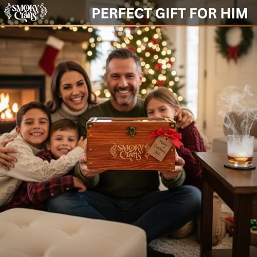 Smoky Crafts Old Fashioned Smoker Kit - Whiskey Smoker Kit with Smoking Gun, Cocktail Smoke Box, Food Tray and Wood Chips (Apple & Cherry) - Bourbon Gifts for Men - Image 4