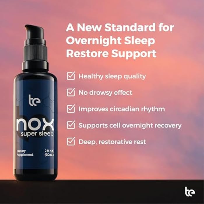 te Nox Super Sleep – Natural Sleep Aid for Relaxation & Circadian Rhythm Support | Helps Calm Restlessness, Supports Melatonin Production & Sleep-Wake Cycle | Liquid Formula | Non-GMO | Made in USA - Image 2