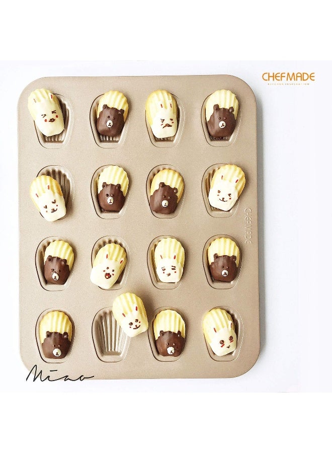 CHEFMADE Non-Stick Mini Oval Shell Madeleine Pan, 16 Cavities - Image 4