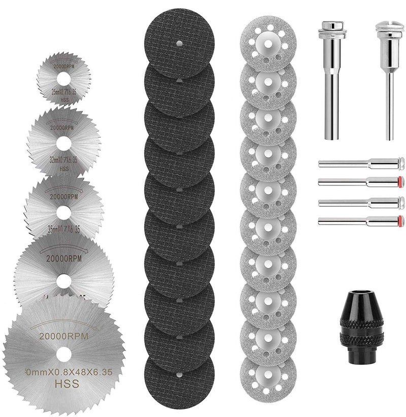 DIY Crafts Pack of 120 Pcs Kit Multi Combo Kit Cutting Wheels Diamond Cutting Wheel HSS Circular Saw Blades Resin CutOff Wheels Keyless Chuck Mandrels foPack of 120 Pcs Kit Multi Combo Kit - Image 1
