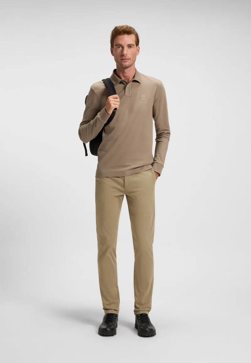 BOSS Stretch-cotton slim-fit polo shirt with logo patch