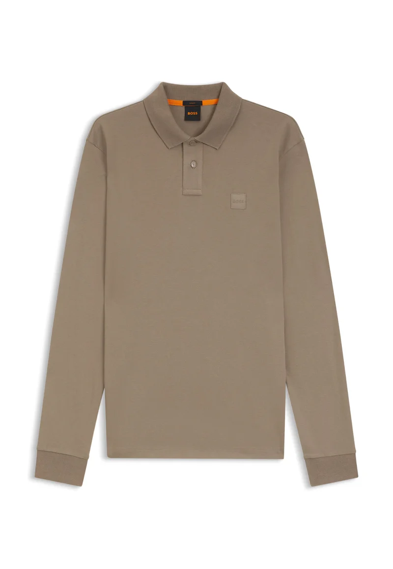 BOSS Stretch-cotton slim-fit polo shirt with logo patch