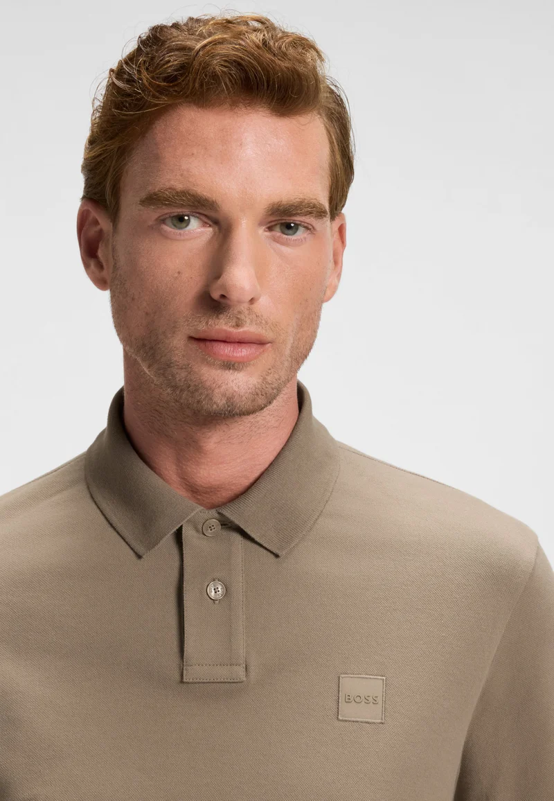 BOSS Stretch-cotton slim-fit polo shirt with logo patch