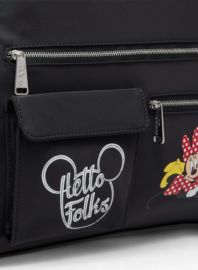 ديزني Mickey and Minnie Mouse Print Backpack with Adjustable Straps and Zip Closure - 12x25x34 cm