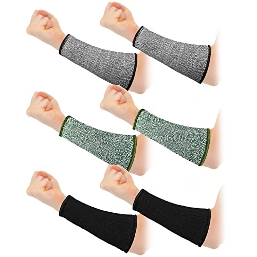 Sintege 3 Pairs Arm Protectors for Thin Skin and Bruising Cut Resistant Forearm Sleeve Level 5 Arm Burn Protection Sleeve (Black, Grey, Green,7.9 Inch) - Image 1