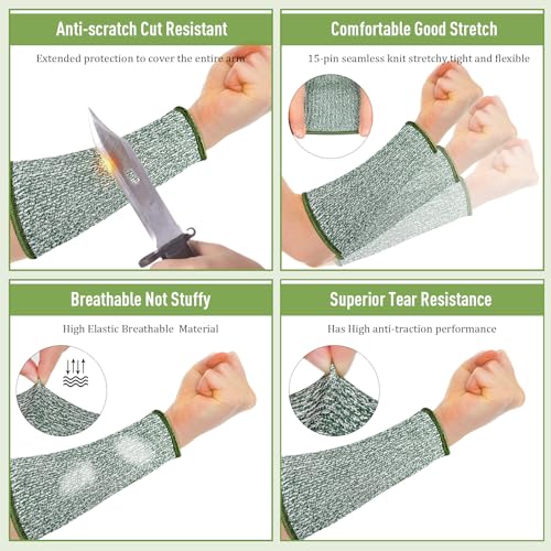 Sintege 3 Pairs Arm Protectors for Thin Skin and Bruising Cut Resistant Forearm Sleeve Level 5 Arm Burn Protection Sleeve (Black, Grey, Green,7.9 Inch) - Image 4