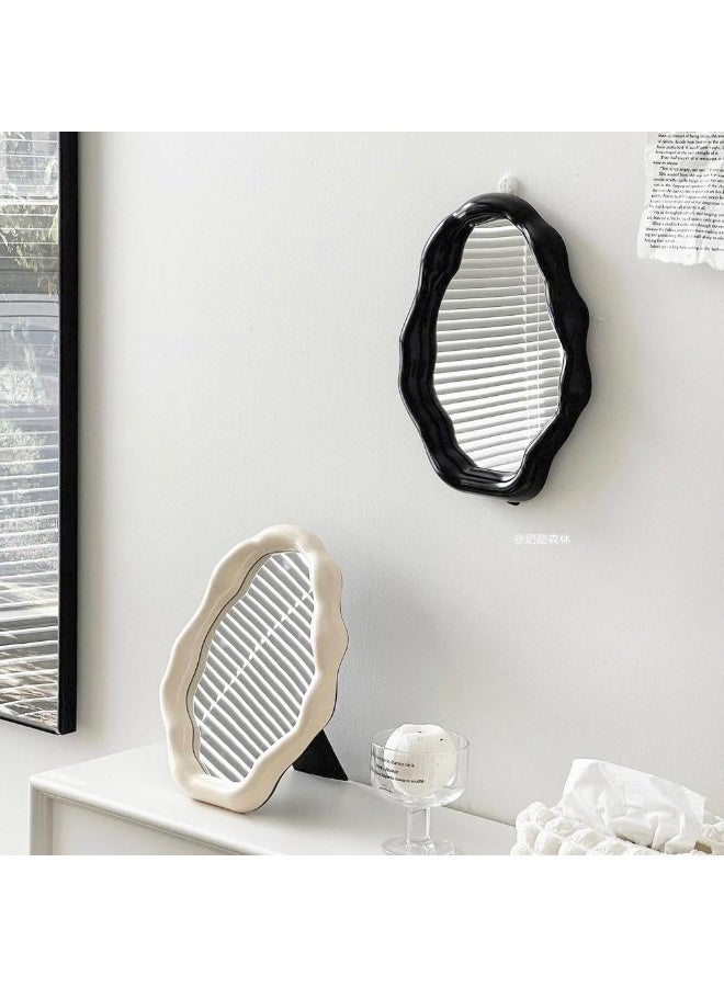 Clouds Make-Up Mirror for Desk, Irregular Small Mirror Aesthetic Desk Mirror Room Decoration for Mother's Day, Birthday, Home, Wife, Gifts (White - Image 3