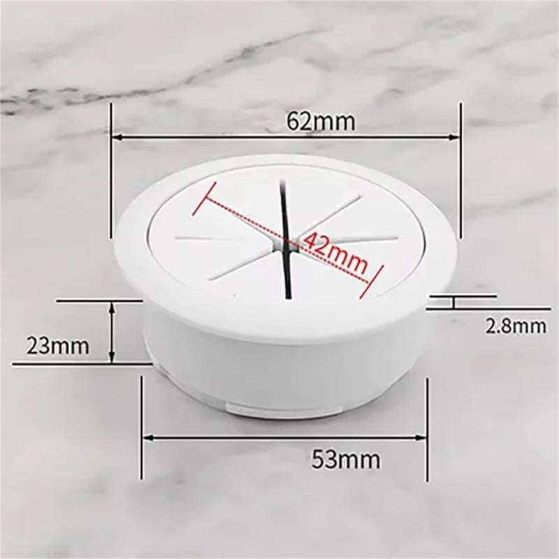 53mm White 20Pcs ABS Plastic Desk Wire Grommet Cable Hole Cover For Computer Table Cable Management - Image 3