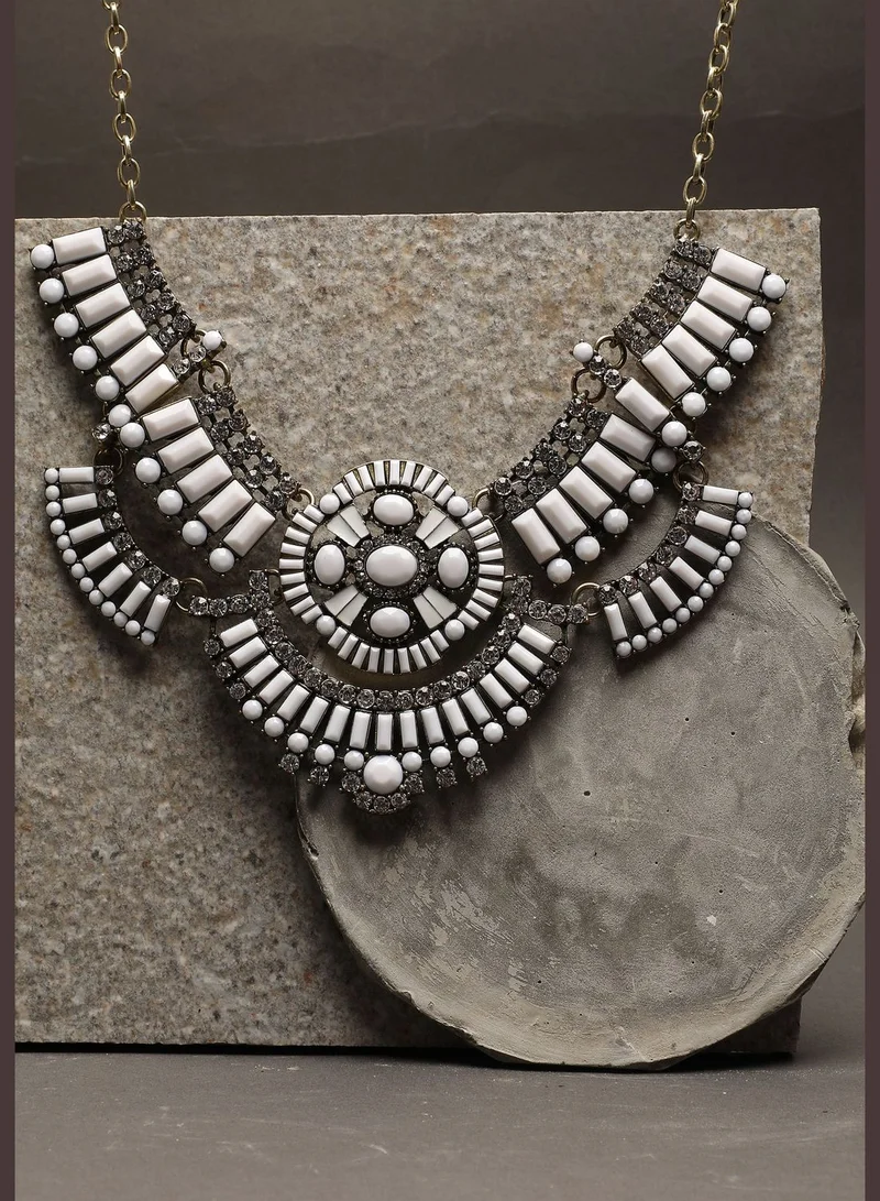 SOHI Silver Plated Designer Stone Necklace