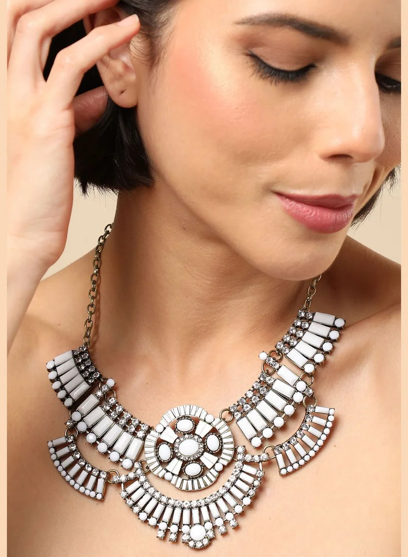 SOHI Silver Plated Designer Stone Necklace
