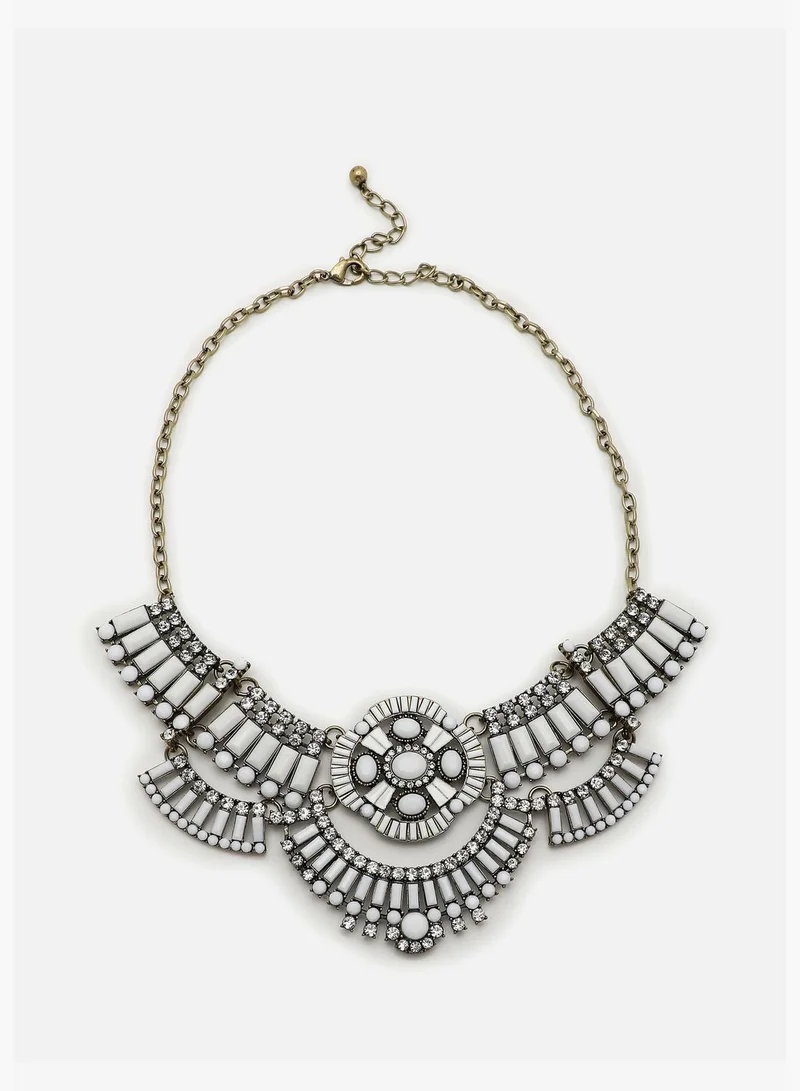 SOHI Silver Plated Designer Stone Necklace