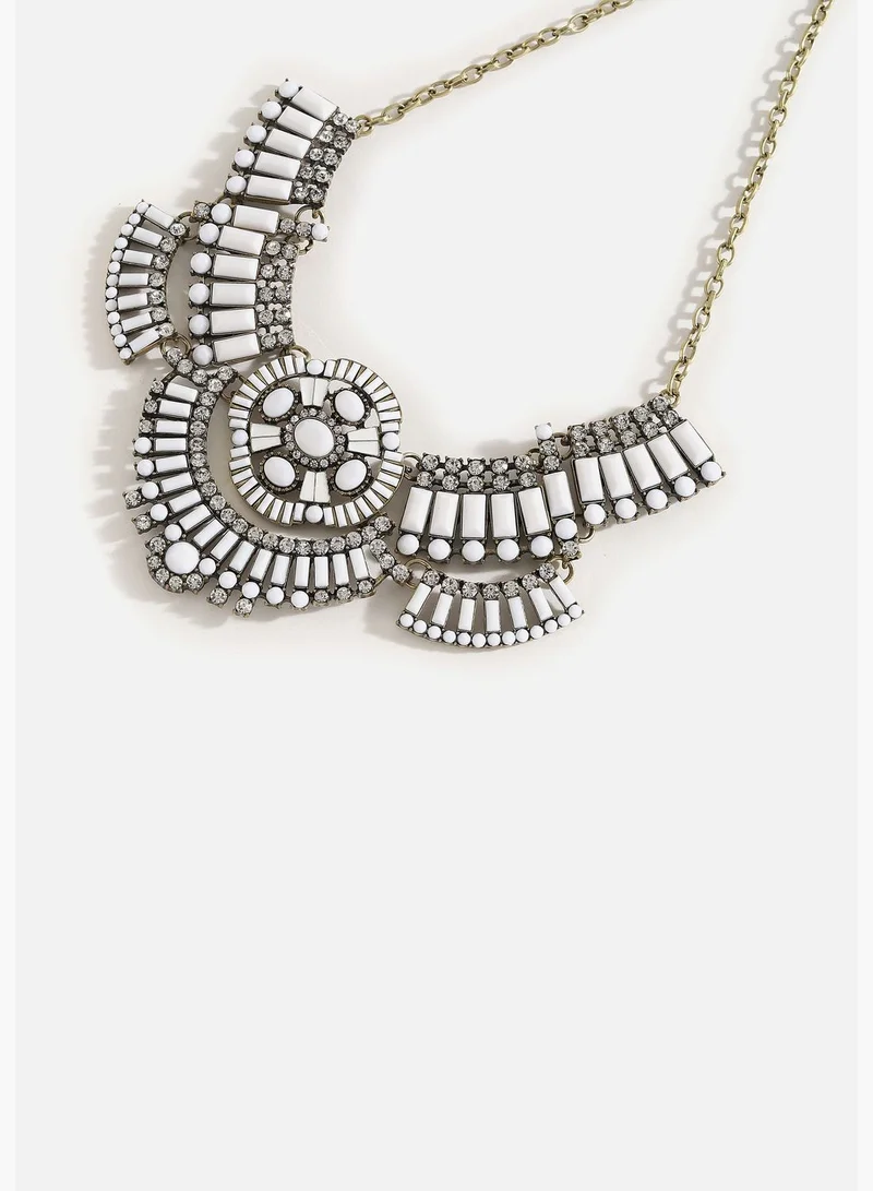 SOHI Silver Plated Designer Stone Necklace