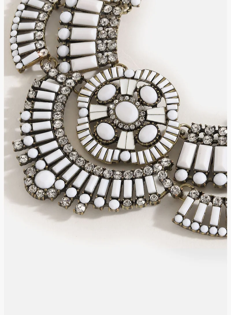 SOHI Silver Plated Designer Stone Necklace