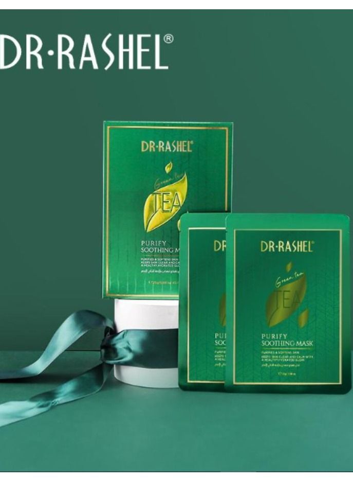 RASHELL Green Tea Purify Soothing Mask Sheets Pack Of 5 Green 25grams - Image 1