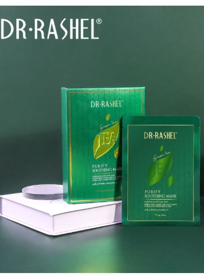 RASHELL Green Tea Purify Soothing Mask Sheets Pack Of 5 Green 25grams - Image 2