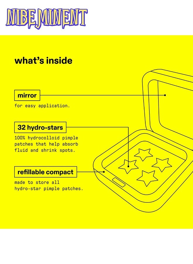 NIBEMINENT Hydro Stars Yellow Stickers, Hydrocolloid Pimple Patches, Absorb Fluid and Reduce Redness, Cute Star Shape, Vegan and Cruelty-Free Skincare (32 Count) - Image 5