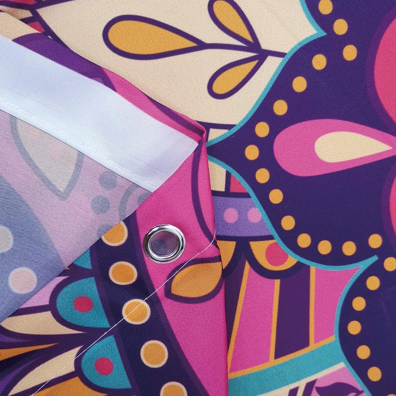 Riyidecor Bohemian Mandala Indian Shower Curtain Paisley Purple Floral Boho Yoga Abstract Tribal Colorful Bathroom Home Decor Set Fabric Waterproof Included 12 Plastic Shower Hooks 72Wx72H Inch - Image 4