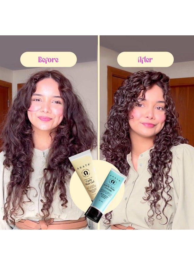 ARATA Advanced Curl Care Curly Hair Cream 50Ml & Advanced Curl Care Curly Hair Gel 50Ml Intensive Moisture & Allseason Curl Definition Natural Oils Protein Aloe Vera & Shea Butter Cg Approved - Image 4