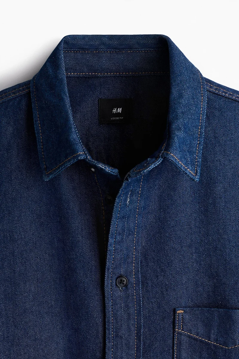 اتش اند ام قميص دنيم بقصّة فضفاضة