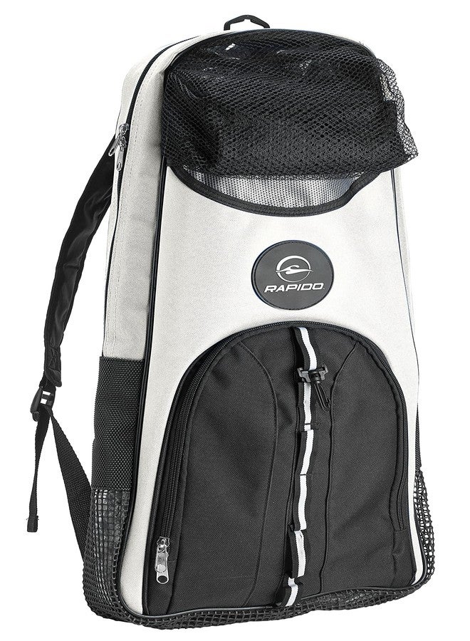 Phantom Aquatics Rapido Deluxe Snorkel Bag, Sleek Mesh Drainage Gear Carry Bag for Mask, Fins & Snorkel, Lightweight Shoulder Strap Bag for Beach Trips & Travel (Grey) - Image 1