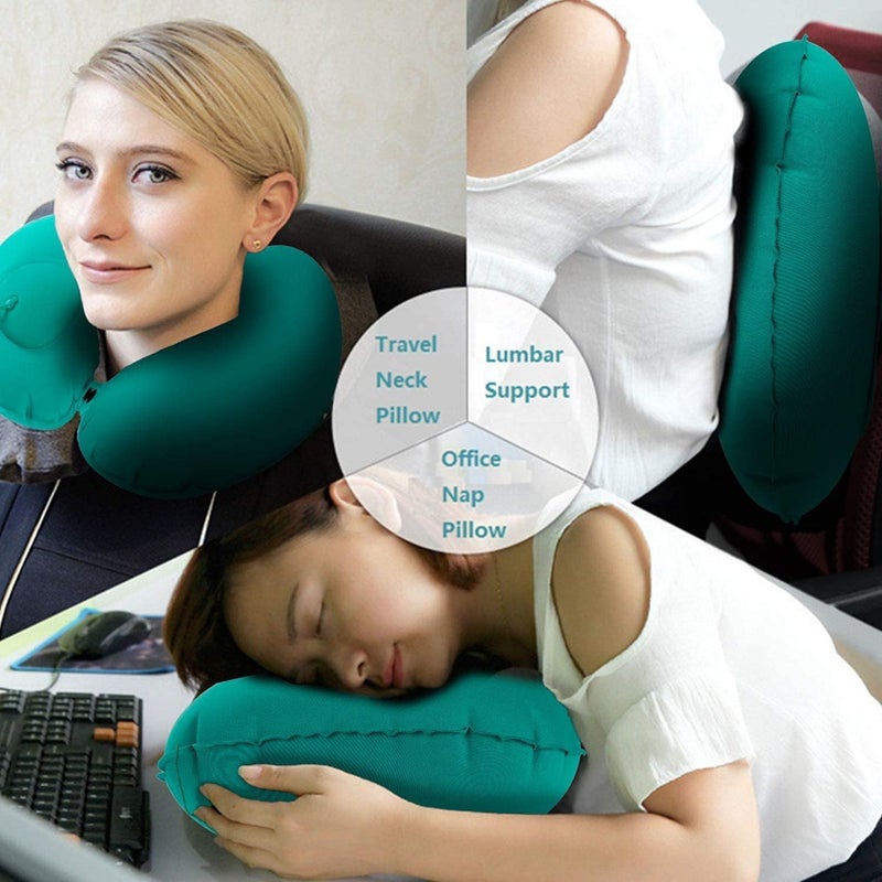 Cloudzy Inflatable Travel Pillow Neck & Lumbar Support While Camping Compressible Ultralight Comfortable Folding Sleep Cushion Manual Press Automatic Inflatable for Office Train Car (2, Small) - Image 5