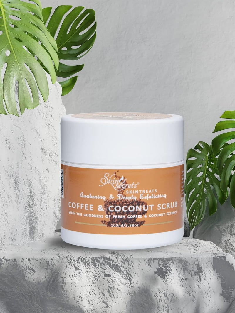 Skin Secrets Coffee Coconut Scrub for Tan Removal SoftSmooth Skin For Women Men DeTan Scrub with Coffee Coconut Removes Dirt Dead Skin 100gm Paraben Silicone Free - Image 1