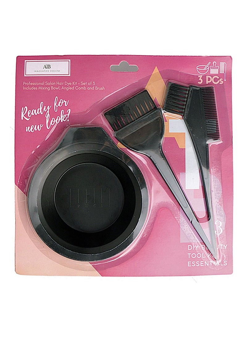 ATB 3-Piece Professional Salon Hair Dyeing Kit Black - Image 2