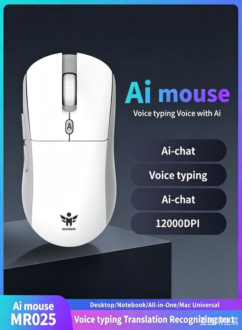Luttec AI Wireless Gaming Mouse, 4000 Adjustable DPI, Multilingual Voice Typing & Translation, AI Chat Assistant, All-in-One AI Office Function, Universal for Desktop Laptop Mac All-in-One PC - Image 1