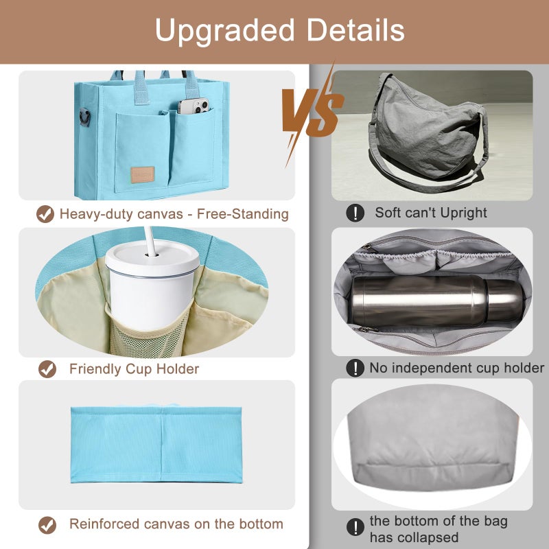 GASSDA Canvas Tote Bag for Women Crossbody Work Purse with Pockets Top Handle Handbag Satchel Bags for Travel Nurse Teacher - Image 4