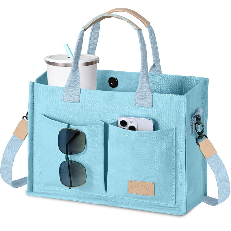 GASSDA Canvas Tote Bag for Women Crossbody Work Purse with Pockets Top Handle Handbag Satchel Bags for Travel Nurse Teacher - Image 1