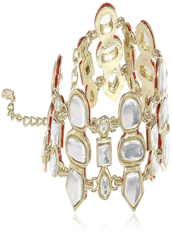 Estele Gold Plated Royal Rajwada Kundan Polki Bracelet for Women - Image 1