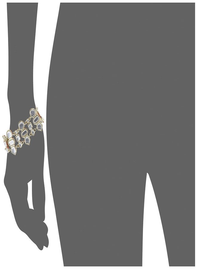 Estele Gold Plated Royal Rajwada Kundan Polki Bracelet for Women - Image 2