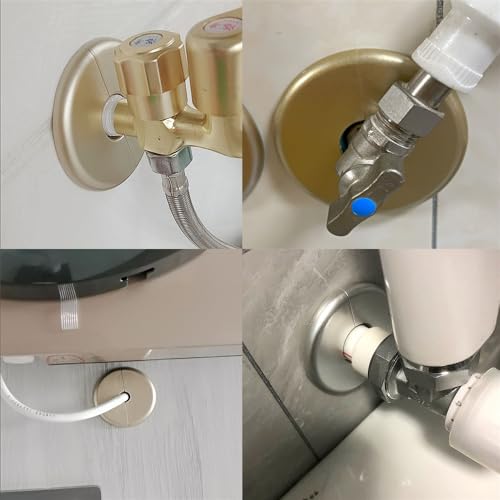 shenghang 2 Pcs Wall Split Flange Self-Adhesive tape Round Escutcheon Various pipes Plate Cover for Water Pipe Faucet Decoration Accessories (10mm/0.39in) - Image 4