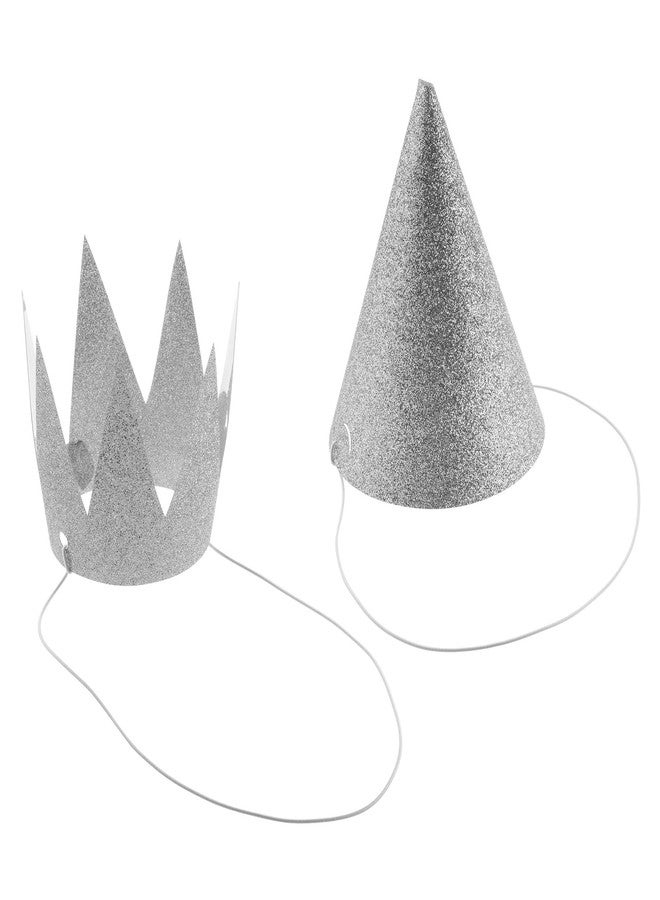 سي ام مجموعة قبعات حفلات أعياد الميلاد من كوزموس، 12 قطعة، قبعات مخروطية الشكل مزينة بأكاليل الغار مع حبال (لون فضي) - Image 5