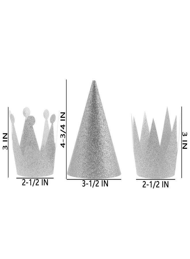 سي ام مجموعة قبعات حفلات أعياد الميلاد من كوزموس، 12 قطعة، قبعات مخروطية الشكل مزينة بأكاليل الغار مع حبال (لون فضي) - Image 3