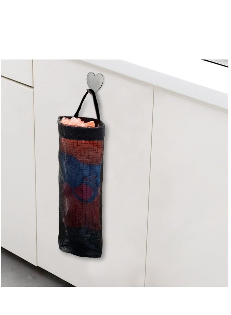 NIBEMINENT 2 Packs Plastic Bag Holder for Kitchen Hanging Mesh Storage Organizer, Large Grocery Shopping Bags Dispenser  - Image 3