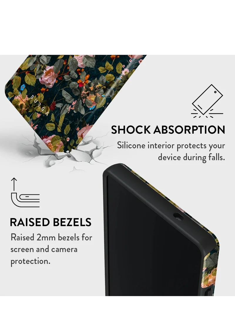 BURGA Phone Cover Compatible with Samsung Galaxy S25 Ultra Mobile Phone Case Hybrid 2 Layer Hard Shell Silicone Protective Cover Scratch Resistant Shockproof Cover (Bloomy Garden)