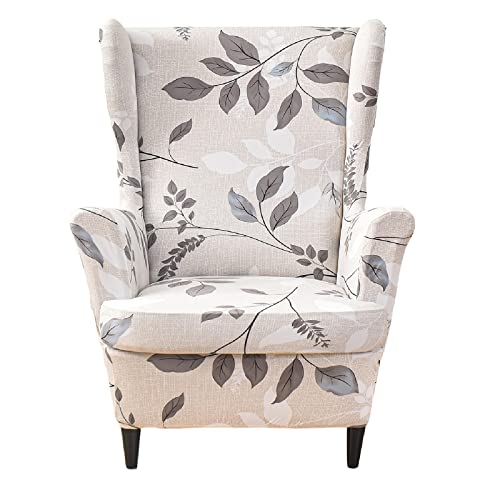 KRFOONN Wingback Chair Covers Slipcovers 2 Piece Stretch Wing Chair Covers Spandex Slipcovers Wingback Sofa Cover Armchair Covers NonSlip Furniture Protector for Living Room Wingback Chairs A13 - Image 1