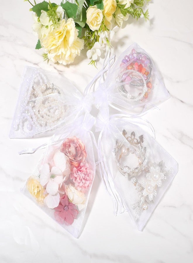 Xaajooio 300 Pcs White Organza Bags, 5x7 Inch Mesh Drawstring Gift Bags Pouches for Jewelry Wedding Favors Candy Packaging - Image 4