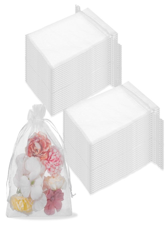 Xaajooio 300 Pcs White Organza Bags, 5x7 Inch Mesh Drawstring Gift Bags Pouches for Jewelry Wedding Favors Candy Packaging - Image 1