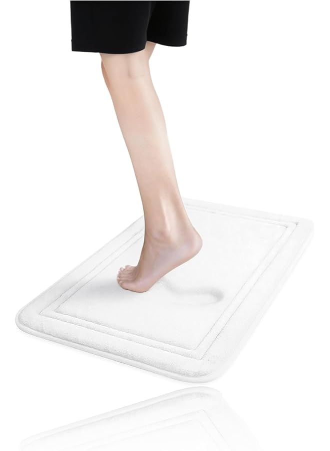 erorex Super Cozy Memory Foam Bath Mat Non Slip Absorbent Machine Washable 16X24 Inches White - Image 1