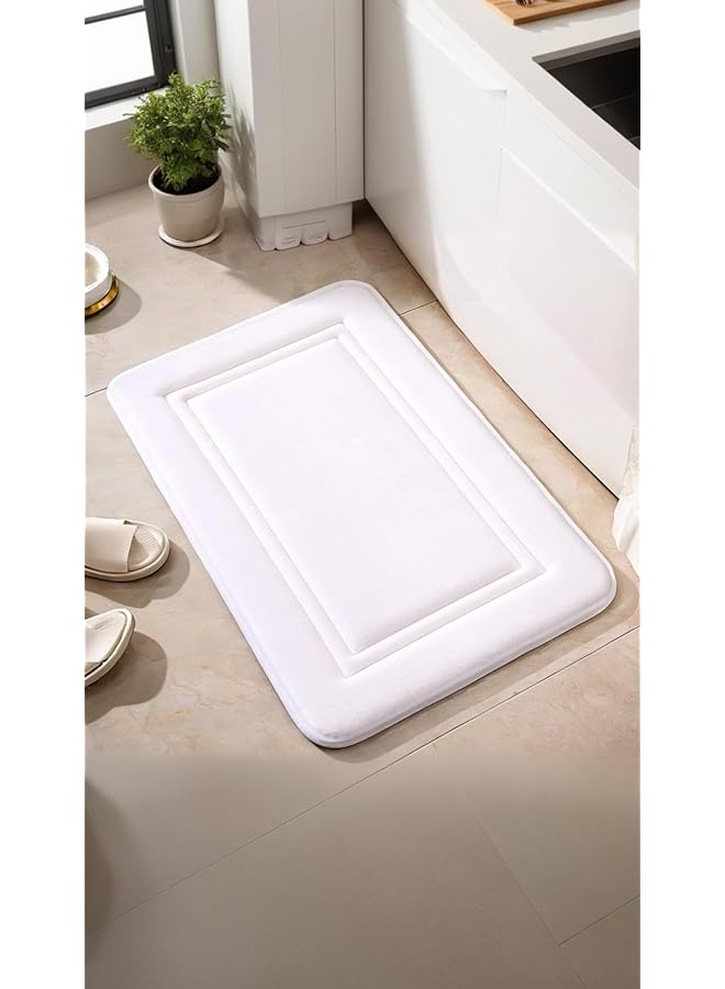 erorex Super Cozy Memory Foam Bath Mat Non Slip Absorbent Machine Washable 16X24 Inches White - Image 2