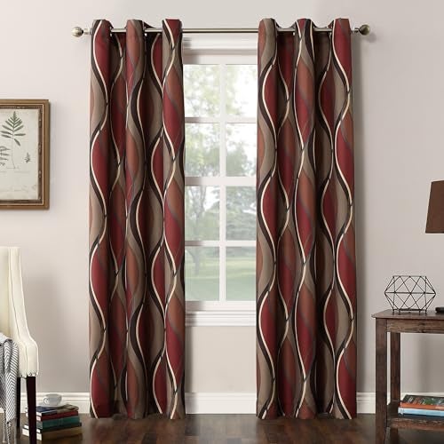 No. 918 No 918 Intersect 2Pack Ogee Print SemiSheer Grommet Curtain Panel Pair - Image 1