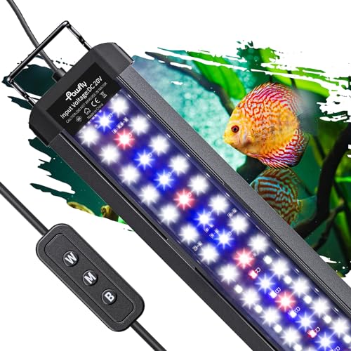 Pawfly 14W Aquarium LED Light for 18 to 24 Inch Fish Tanks Extendable Fish Tank Light with Full Spectrum Brilliant White Blue Red Lights with Daytime & Night Modes and Adjustable Brightness - Image 1