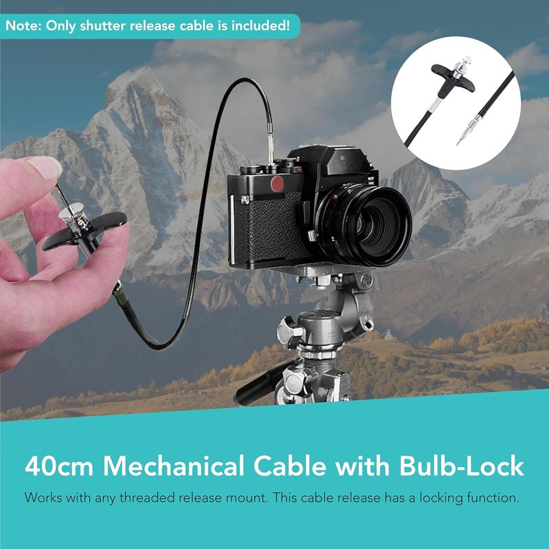 FotoTech Mechanical Shutter Release Cable with Bulb-Lock, Compatible with Nikon Df F80 F4 FM2 F3 FE FM3a Fujifilm X-E3/X-Pro2 X10 X100 X-PRO1 X-E1 DF-1 Leica M6 M8 AE-1 Minolta SRT-200 (40cm) - Image 2